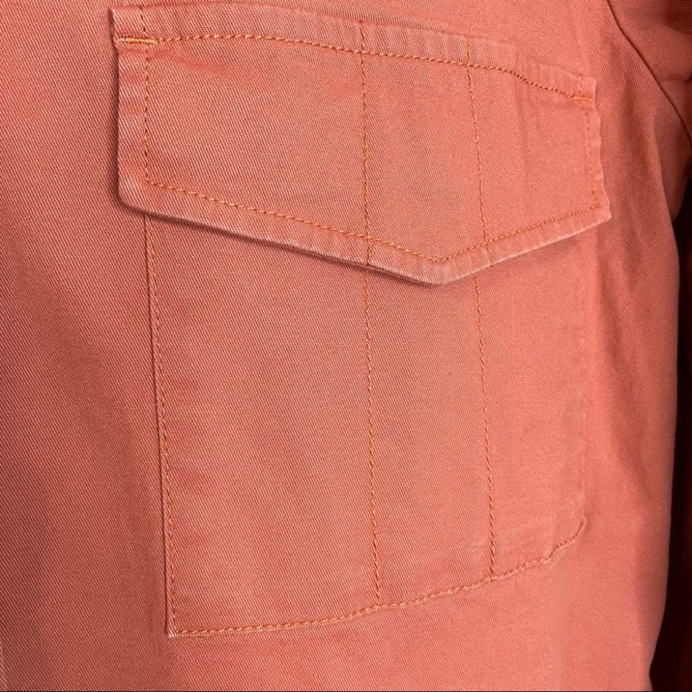 Sanctuary Dusty Rose Frayed Hem Snap Down Jean Shirt Jacket - Picture 6 of 8